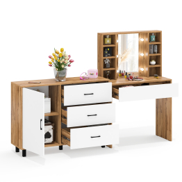 Туалетный столик с подсветкой 115 и комод с дверкой и 3-мя ящиками 122-1204