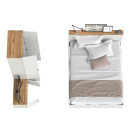 Кровать двухспальная Остин с ортопедическим основанием с тумбой 13.257 и шкафом 16.307