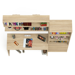 Стеллаж-комод Мори с письменным столом на 1200 и навесной полкой на 1200