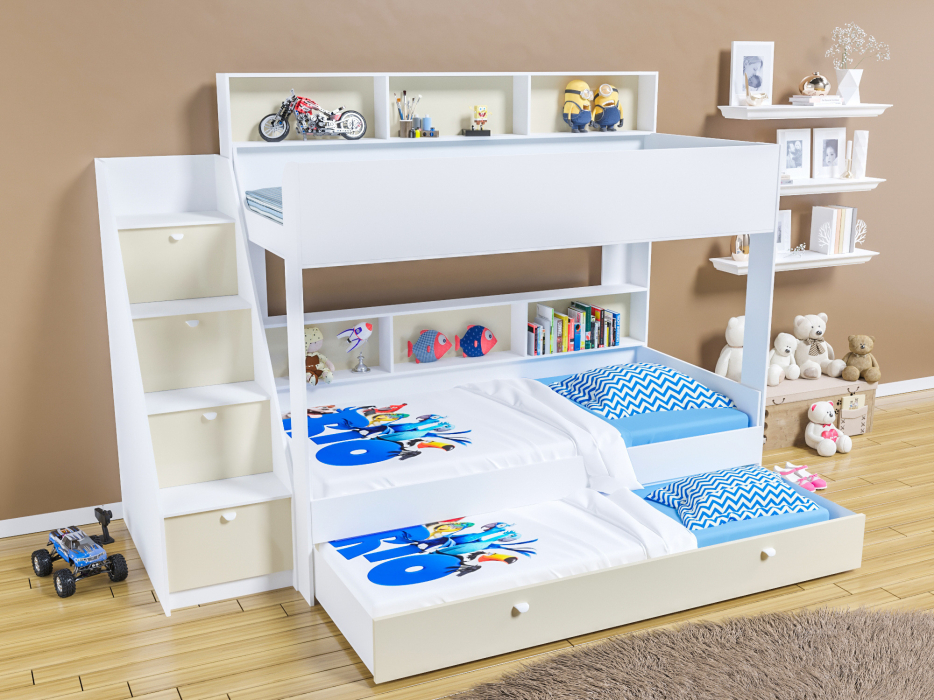 Кровати двухъярусные, Трехъярусная кровать Golden Kids 10.1 белый