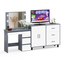 Комод-тумба 123-1204 и столик косметический с подсветкой и зеркалом Сура