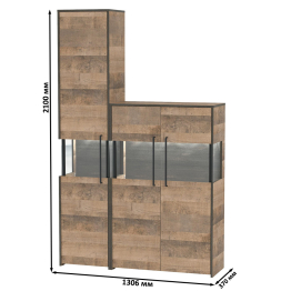 Шкаф-пенал с витриной с подсветкой и комод-витрина с подсветкой Трувор