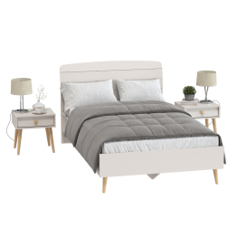 Полутораспальная кровать Афина 1200 с двумя прикроватными тумбочками