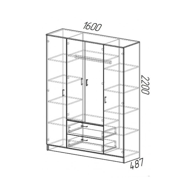 Для одежды, Шкаф КВАДРО, белый гладкий