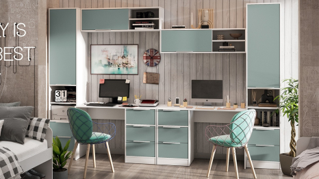 Полка настенная Марли, белый, серо-голубой