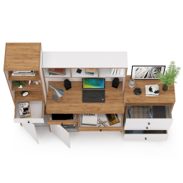 Компьютерный стол, стеллаж и комод с нишей Вуди № 50
