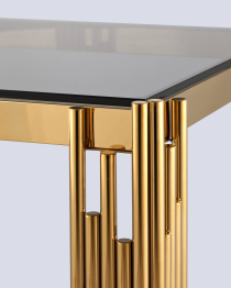 Журнальный столик ГЭТСБИ 55х55 (Стекло smoke/Сталь золото)