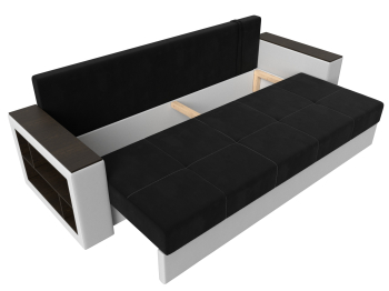 Диван прямой Дубай Лайт полки слева, микровельвет/экокожа