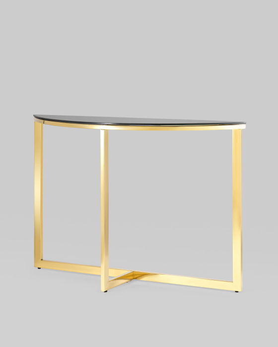 Журнальные столики, Консоль АЛЬБА 115х30 (Стекло черное/Сталь золото)