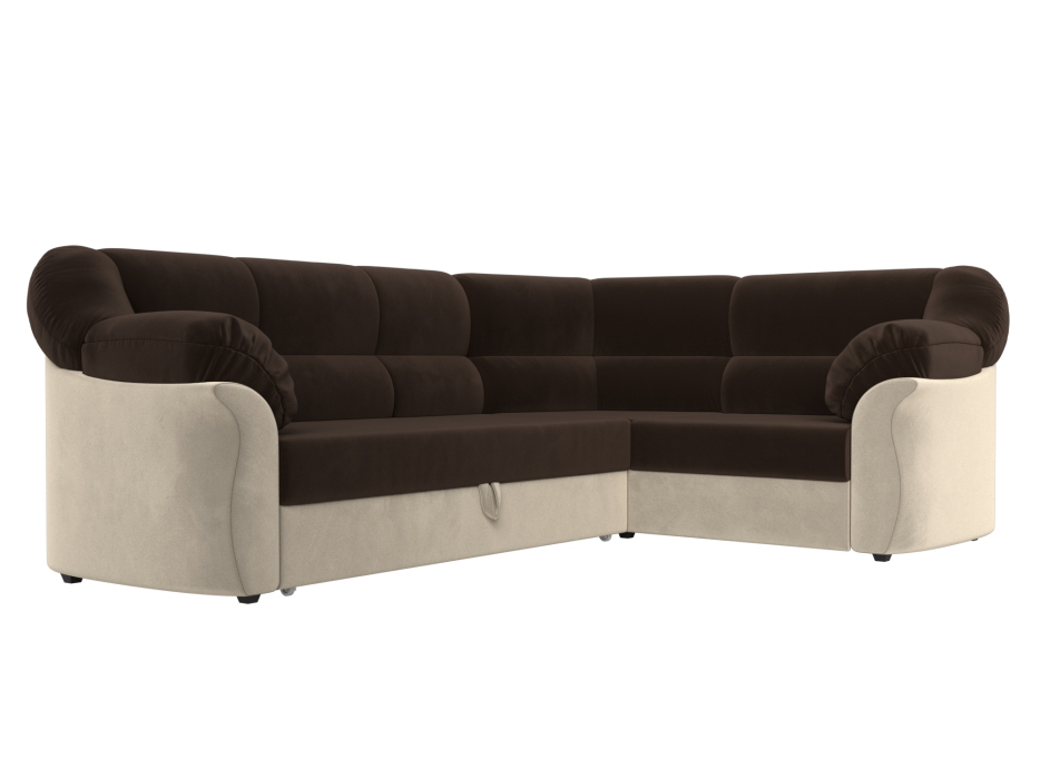 Диваны угловые в гостиную, Диван угловой Карнелла правый угол, микровельвет