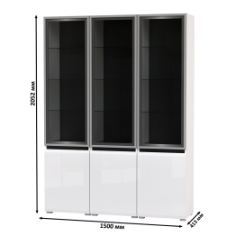 Горка в гостиную с с тремя стеклянными дверками Сидней 13.201