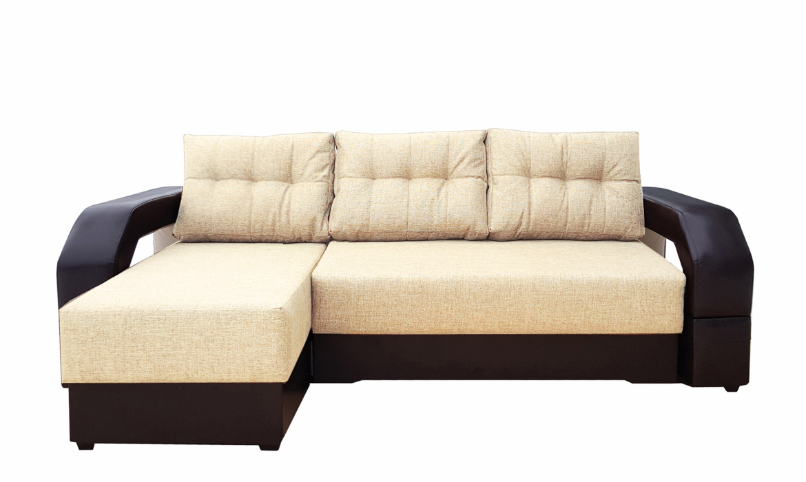 Диваны угловые, Диван угловой Манчестер 150 с подсветкой, левый рогожка/экокожа