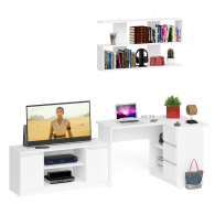 Домашние кабинеты, Стол угловой компьютерный Мори МС-16 правый с книжной полкой и ТВ-тумбой МТВ1200.1