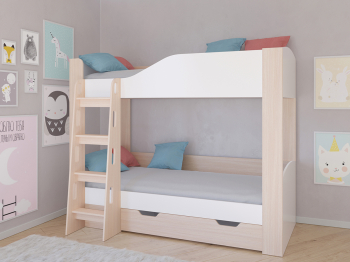 Кровать двухъярусная Астра 2 Дуб молочный