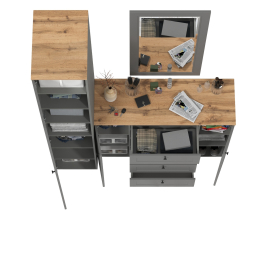 Комод четыре ящика и две дверки с пеналом для прихожей и зеркалом Остин