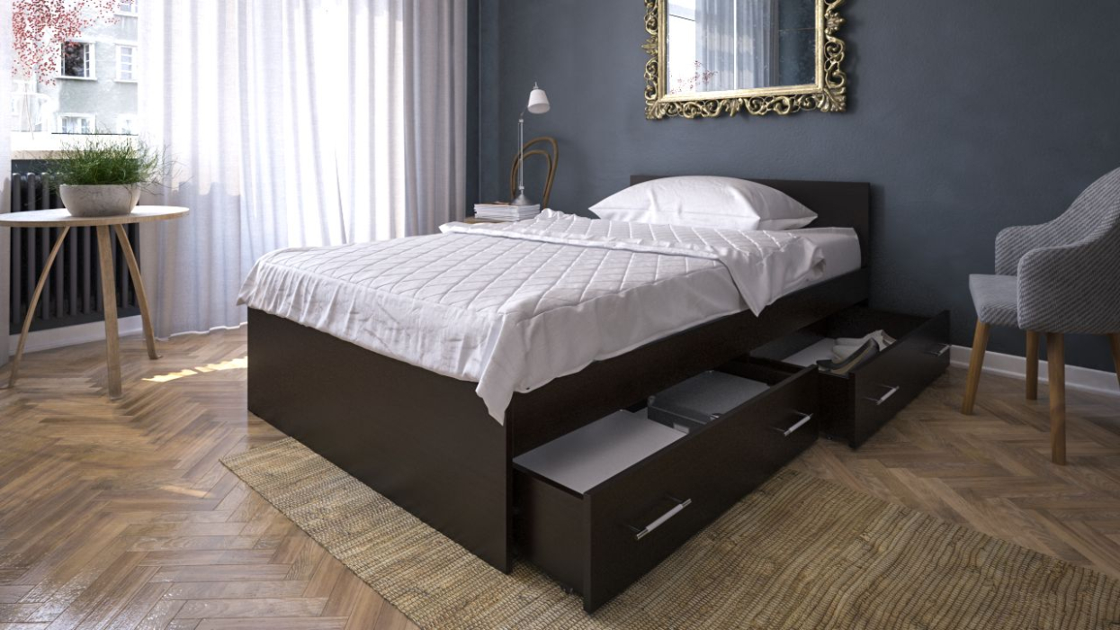 Кровати, Полутороспальная кровать с ящиками Стандарт 1200