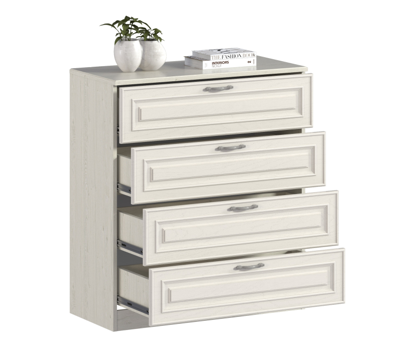 Комоды, Комод Гранд / Ливерпуль СБ-3525 Дуб Приморский Белый/МДФ Классика Светлый