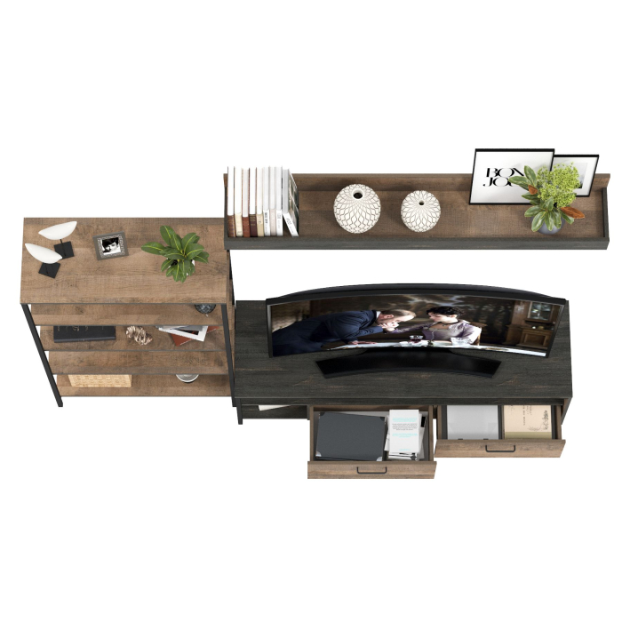 Стенки для гостиной, Тумба под ТВ с полкой и открытым стеллажом Трувор