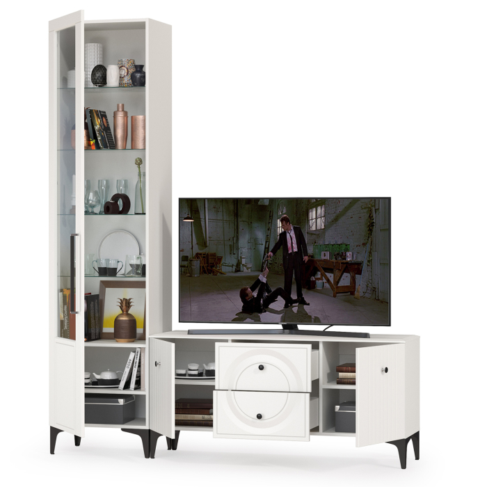 Стенки для гостиной, ТВ-тумба с пеналом Валенсия № 54