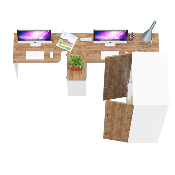 Домашние кабинеты, Место для хранения Лидер-8 19Б и два рабочих стола Лидер-8