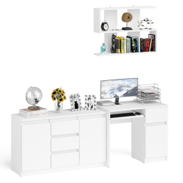 Компьютерный стол МС-1 тумба справа с комодом-тумбой и верхней открытой полкой