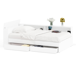 Ксения 1200 кровать с ящиками, ящиком для белья и прикроватным блоком для вещей