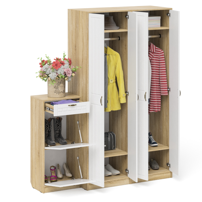 Прихожие, Тумба для обуви две секции и два шкафа в прихожую П-6 № 13 МДФ фрезеровка прованс