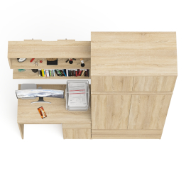 Шкаф с антресолью Мори МА900.1 с компьютерным столом МС-1 правым и книжной полкой