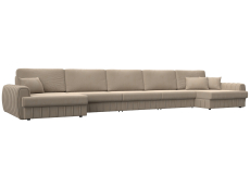 Диваны угловые в гостиную, Диван П-образный Лига-057 НПБ МегаЛонг, велюр SEVEN