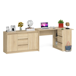 Комод-тумба три ящика и две дверки по бокам Мори МК1200.3 и компьютерный стол МС-16 правый