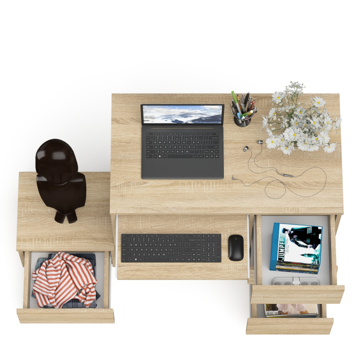 Прямые компьютерные столы, Стол компьютерный Мори МС-6 правое исполнение с тумбочкой 400-1