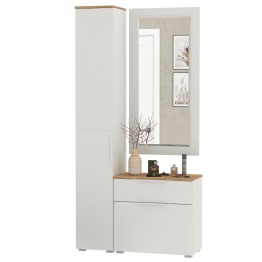 Шкаф-пенал в прихожую с обувницей и зеркалом Октава.