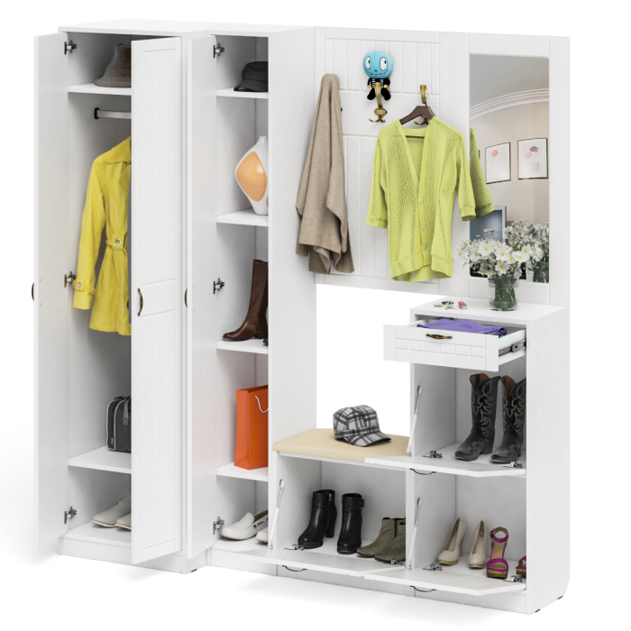 Прихожие, Полный набор мебели для прихожей П-6 компоновка № 31 МДФ фрезеровка прованс