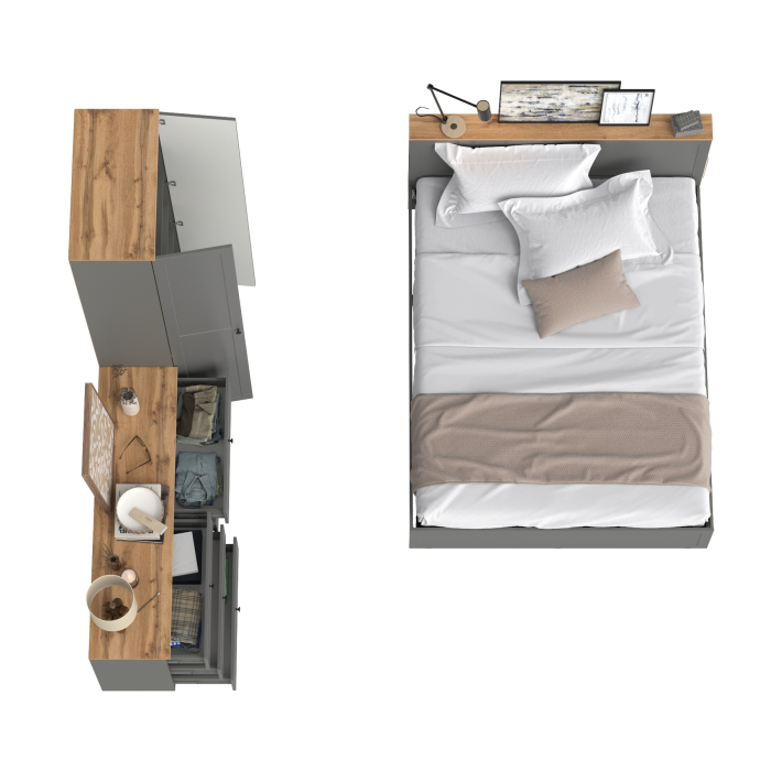 Спальные гарнитуры, Кровать с ортопедическим основанием для матраса 1600х2000 и шкаф Остин 16.307 с комодом 6-ть ящиков