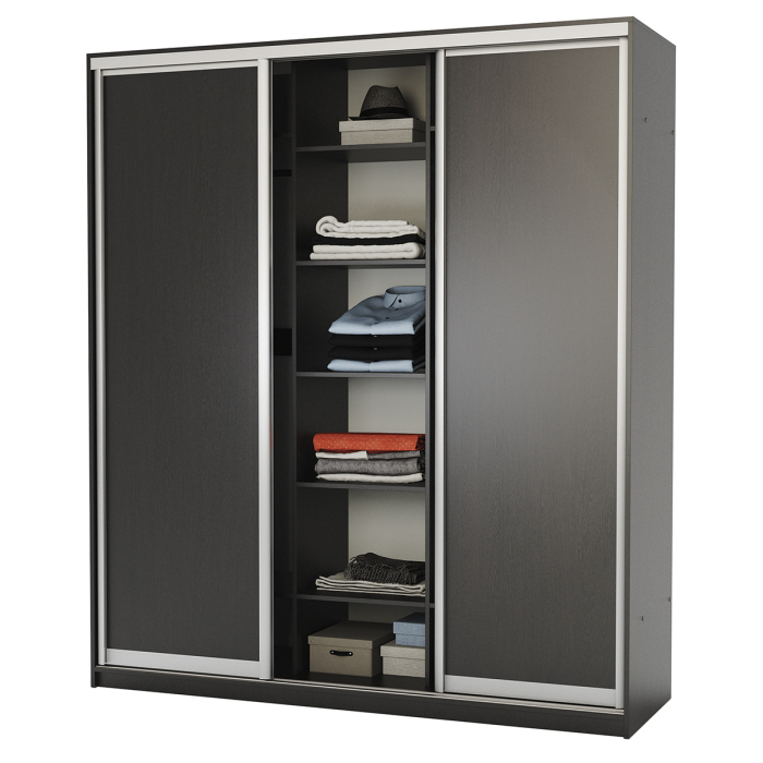 Шкафы-купе, Шкаф-купе 3-х дв. Премиум с полками и со штангами 180х60х220