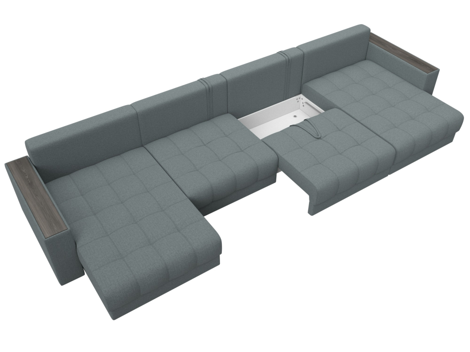 Дизайнерские диваны для гостиной, Диван П-образный с декором Лига-049 НПБ Лонг, рогожка Амур