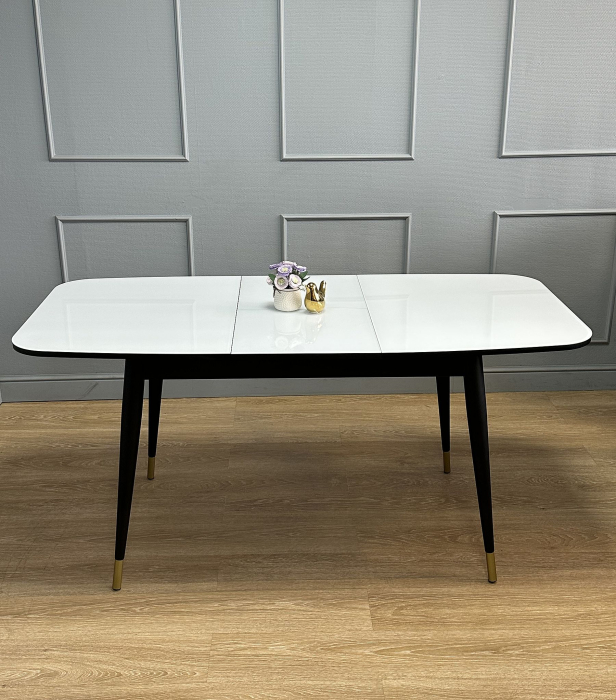 Обеденные столы, Стол Kenner K1200 раздвижной, стекло белое глянец