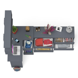 Комод широкий 6-ть ящиков Мори МК1380.6 с угловым компьютерным столом МС-16 правым и открытой книжной полкой