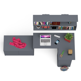 Компьютерный угловой стол Мори МС-16 правый с открытой полкой на 1200 и 2-х дверной тумбочкой