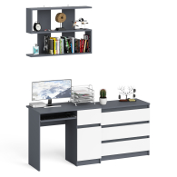 Прямые компьютерные столы, Комод три ящика МК800.1 с компьютерным столом Мори МС-1 правый и навесной полкой 900