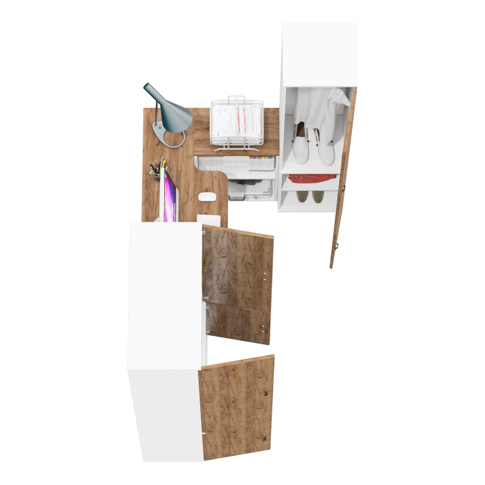 Домашние кабинеты, Столик-трансформер Лидер-8 со шкафом для одежды и вещей 20Б и узким пеналом для белья