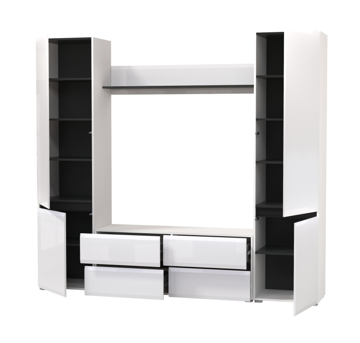 Стенки для гостиной, Сидней тумба для ТВ с полочкой и двумя шкафами с дверками