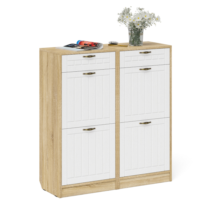 Прихожие, Две тумбы для обуви 2 секции с выдвижным ящиком МДФ фрезеровка прованс