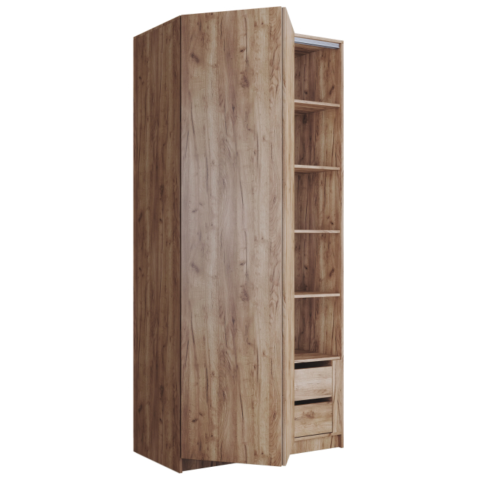 Шкафы распашные, Шкаф складной Е1 Локер ("Гармошка" с системой Push to Move/Левый)101х52,5х220 см, с полками и модулем