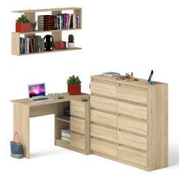 Набор мебели из углового компьютерного стола Мори МС-16 правого с книжной полкой и комода МК1200.10
