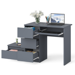 Компьютерный стол три ящика Мори МС-6 левый с тумбой 400