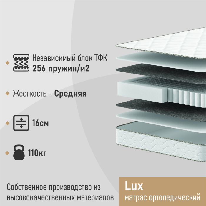 1600 x 2000, Матрас ортопедический Lux 160х200