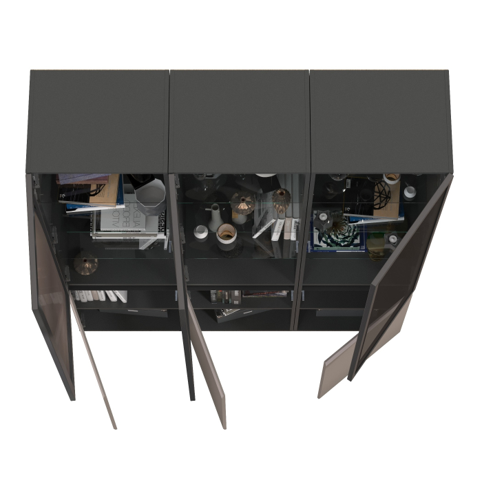 Шкафы распашные, Горка в гостиную с с тремя стеклянными дверками Сидней 13.201