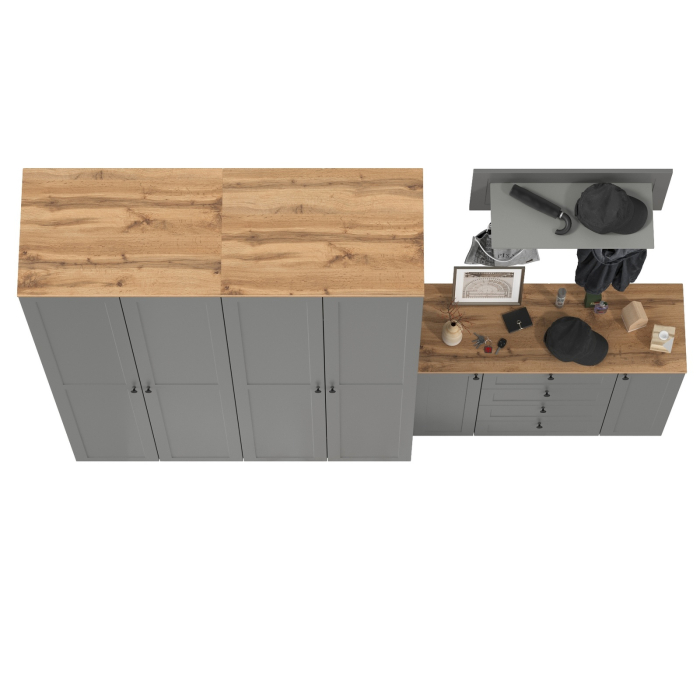 Прихожие, Комод четыре ящика с настенной вешалкой и двумя платяными шкафами Остин