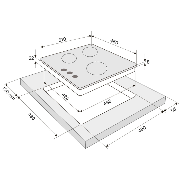 Встраиваемые варочные панели, Газовая варочная поверхность CORTESIA 45 BL (независимая)
